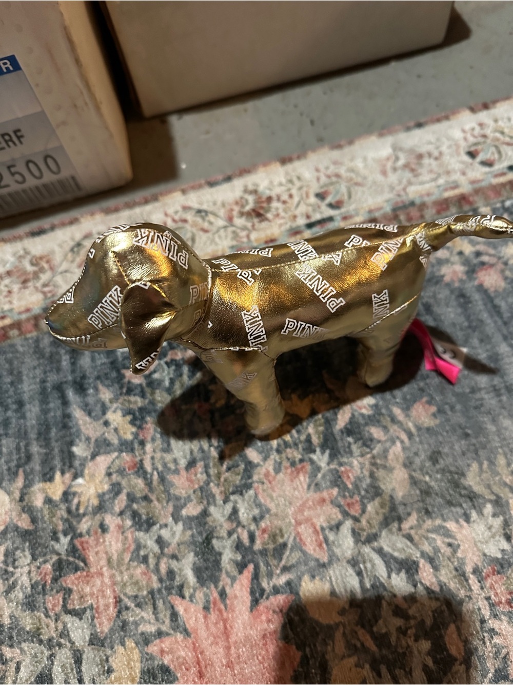 PINK Victoria's Secret Branded Gold Dog Figurine - Picture 1 of 5